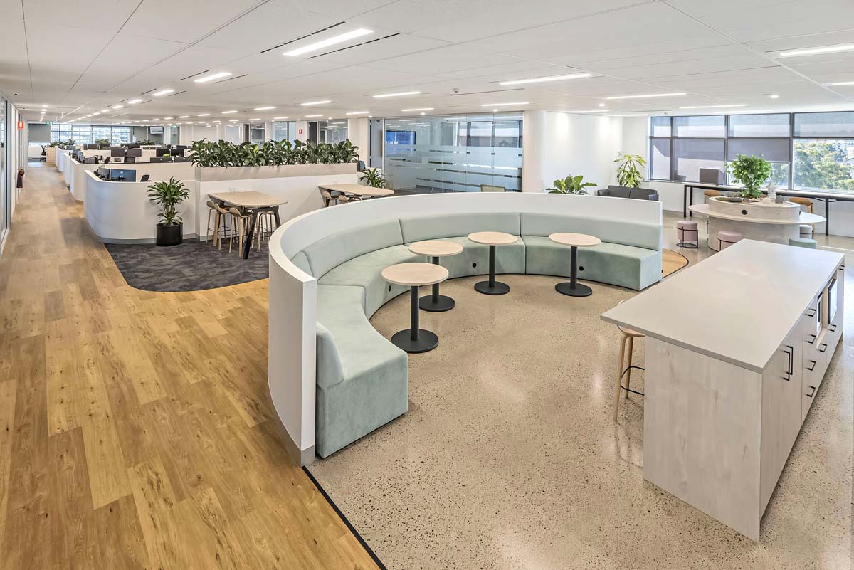 open plan curved breakout area