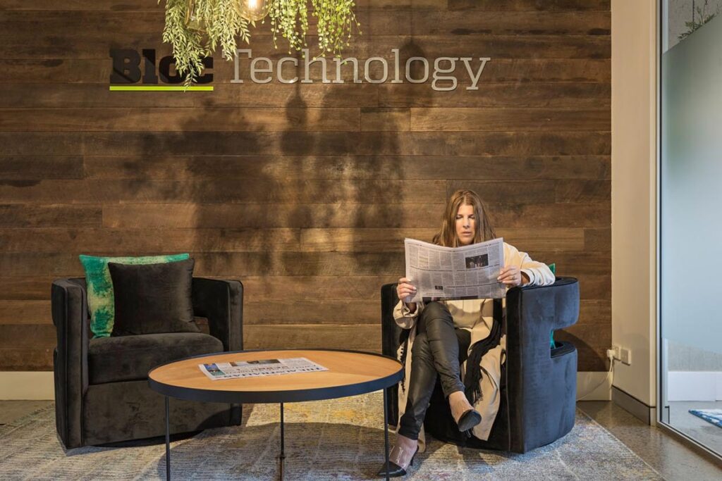 recycled timber office wall